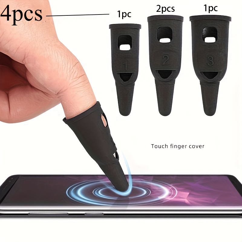 TEMU 4pcs Wearable Fingertip Stylus Pen, Touchscreen Finger Cot For Mobile Gaming, Smooth Anti-sweat Stylus Caps For Ipad, Iphone & Tablets, 1 Set