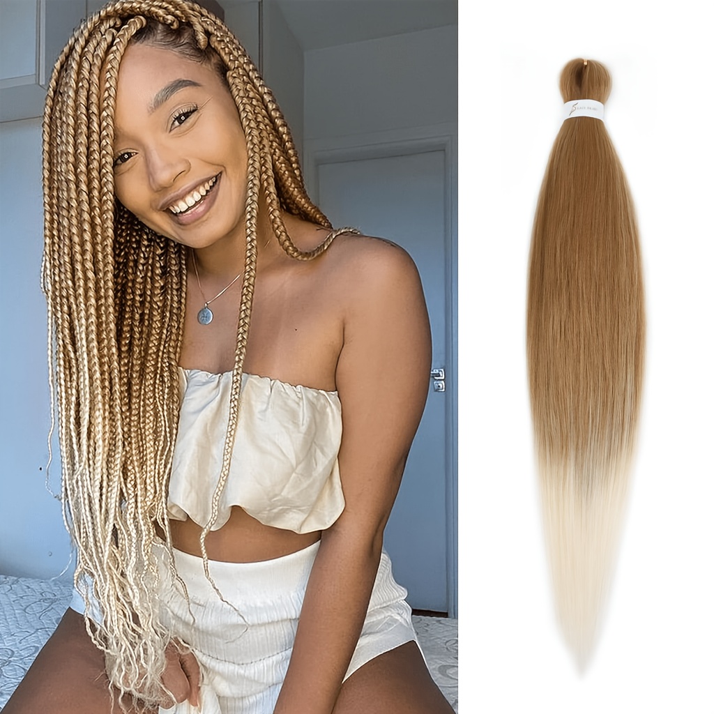 TEMU 27/613 Ombre Braiding Hair, Pre Stretched -free & Anti- Professional Pre Stretched Braiding Hair Extensions Soft Yaki Synthetic Crochet Braids