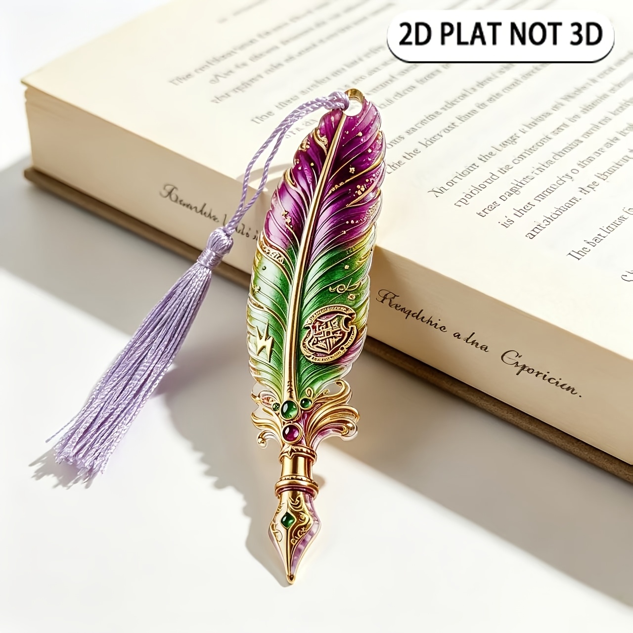 TEMU Marcapáginas Acrílico de Pluma Mágica de Harry Potter, de Hogwarts de Estilo Retro de Pluma de Tinta, con Borla Larga de Lavanda de Niebla ,
