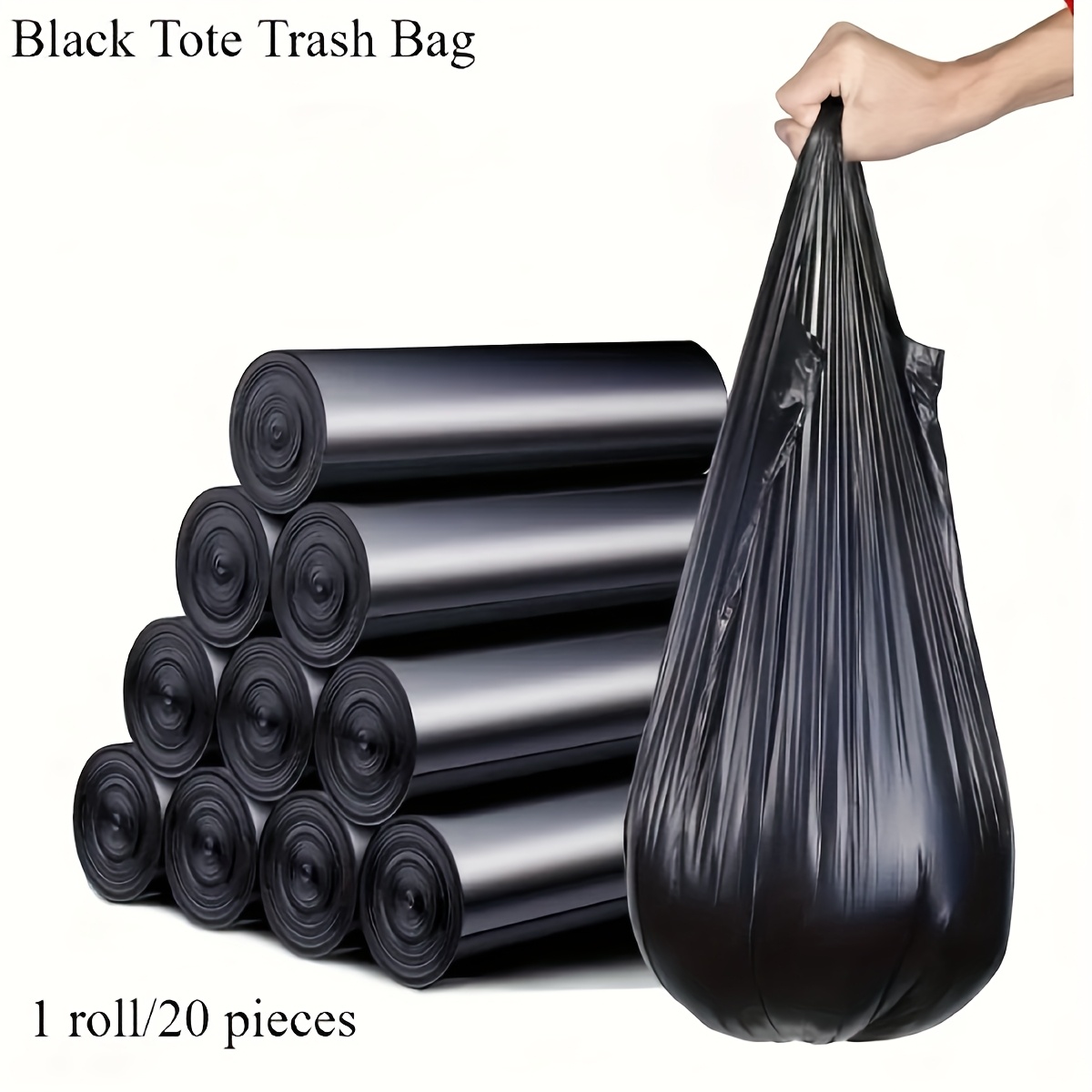 

40/100pcs Ultra Thick Handheld Black Garbage Bag - Black Tank Top Disposable Kitchen Garbage Bag, Suitable For Cars And Families, Pe Material