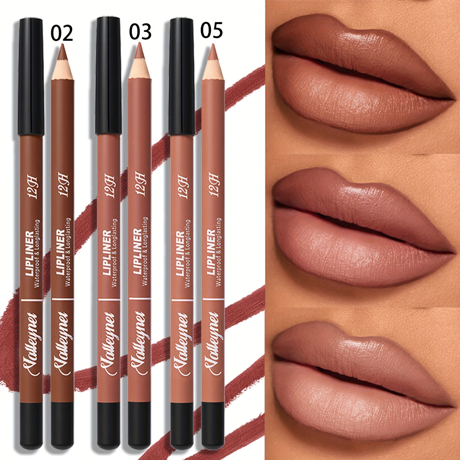 Image of 3pcs/set Waterproof Long-lasting Lip Liner, Long-lasting Makeup, Outlines The Perfect Lip Shape, Nude Color, Women's Lip Makeup