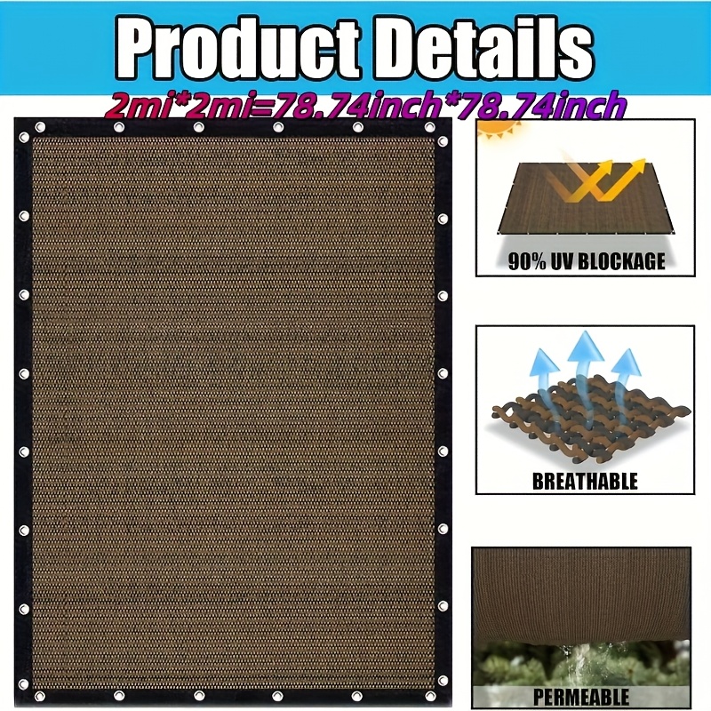 E-shop Outdoor Terrasse Kaffeefarbener Schattennetz, Schattierungsrate bis zu 90%, Kauf inklusive kostenlosem praktischem Lanyard-Set. Hochdichte