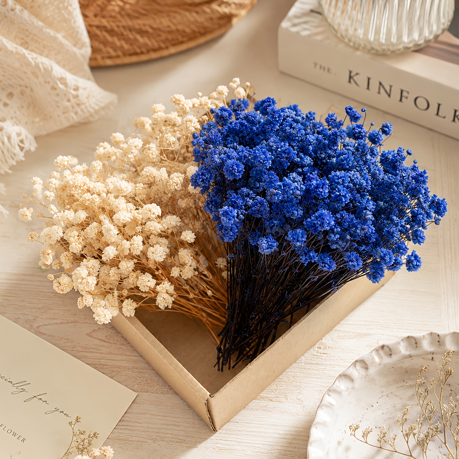 TEMU 151pcs Retro And Off-white 's Breath Decoration Materials, Suitable For Autumn/winter Weddings, Christmas, Halloween, Thanksgiving Decor, And