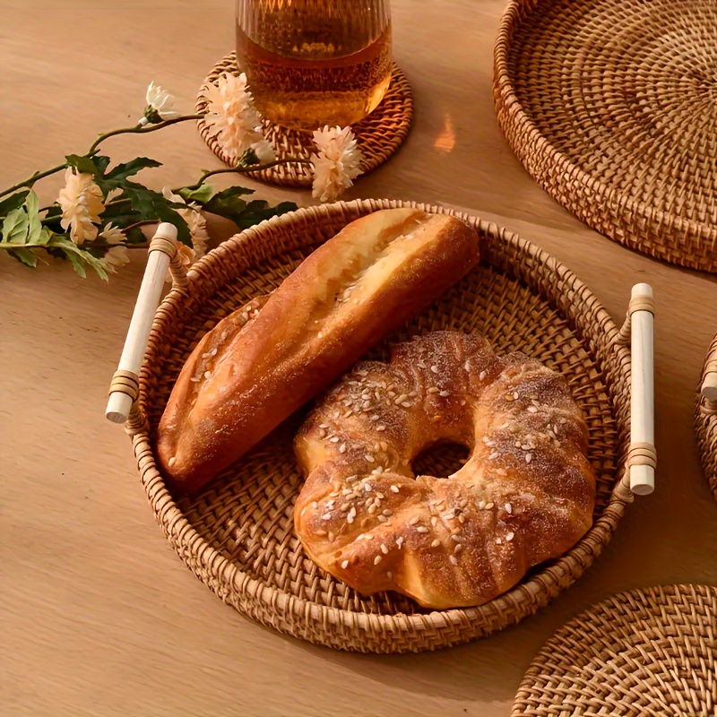 Cesta de almacenamiento de mimbre para pan, cesta tejida pequeña, cesta de  mimbre pequeña, cestas de pan para servir, cesta de ratán para pan, 100%