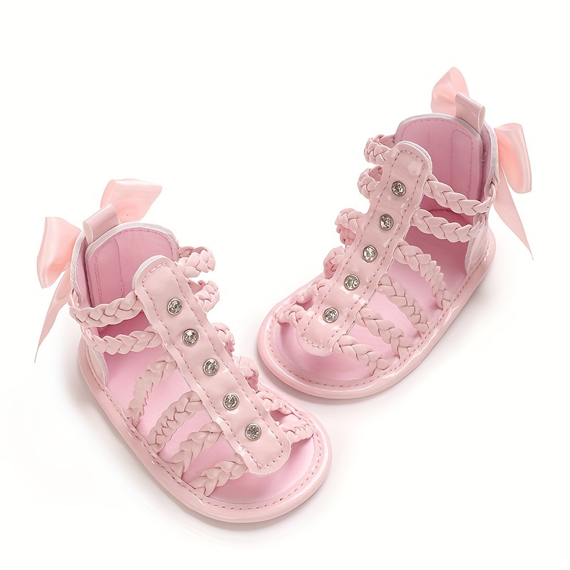 Trendy Cute Bowknot Decor Hollow Sandals For Baby Girls, Breathable Lightweight Walking Shoes For Summer