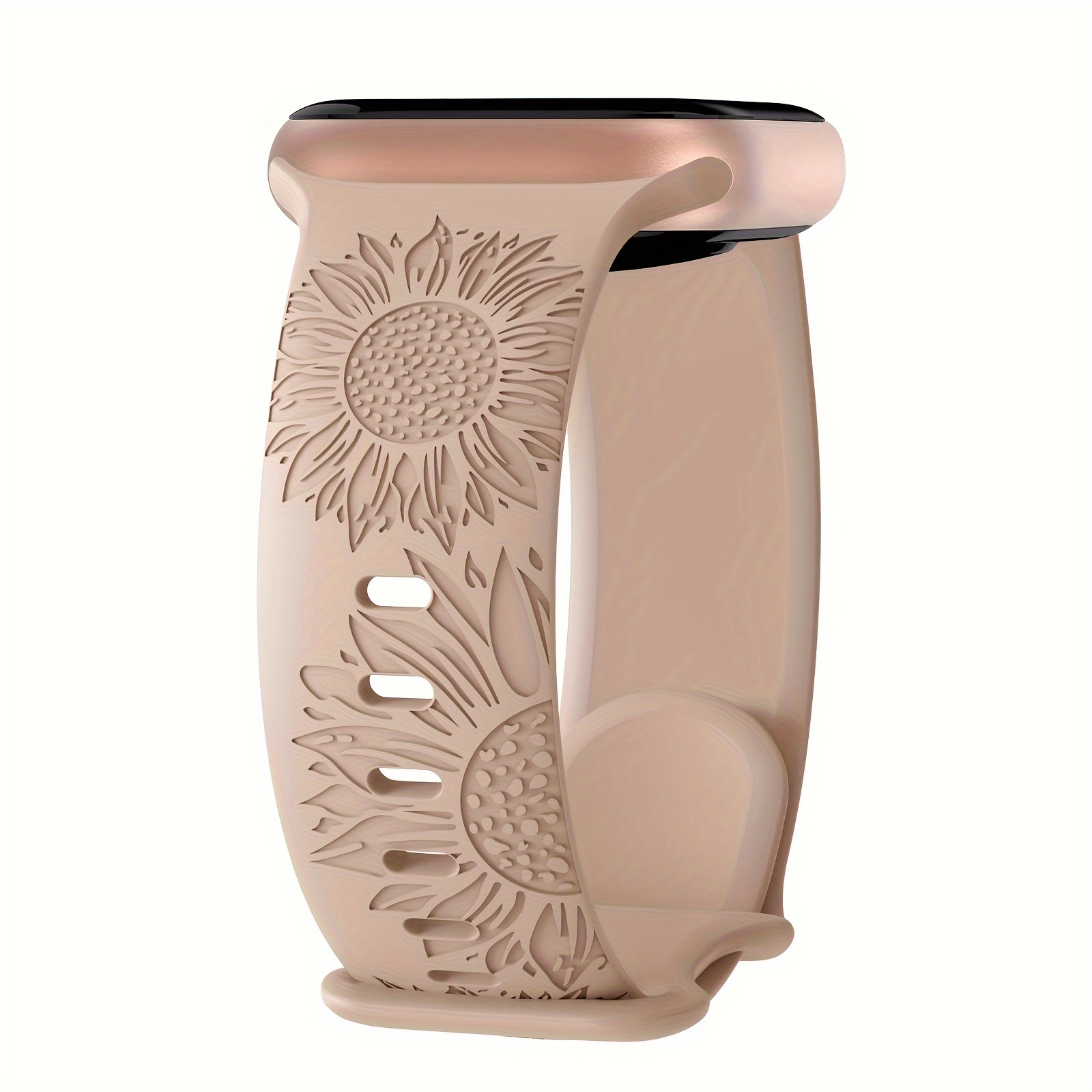 

Sunflower Engraved Band Compatible For Apple Watch Bands 40mm 41mm 38mm 42mm 44mm 45mm 49mm Women, Soft Floral Silicone Strap For Iwatch Ultra Series 9 8 7 6 Se 5 4 3 2 1