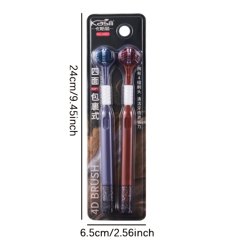 2-Pack Three Sided Toothbrush for Deep Cleaning