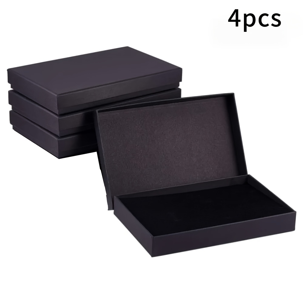 E-shop 4/5 Stück Premium Dunkelgraue Schmuck Geschenkbox mit Schaumstoff, Ideal für Halsketten & Ohrringe – Perfekte Verpackung für romantische