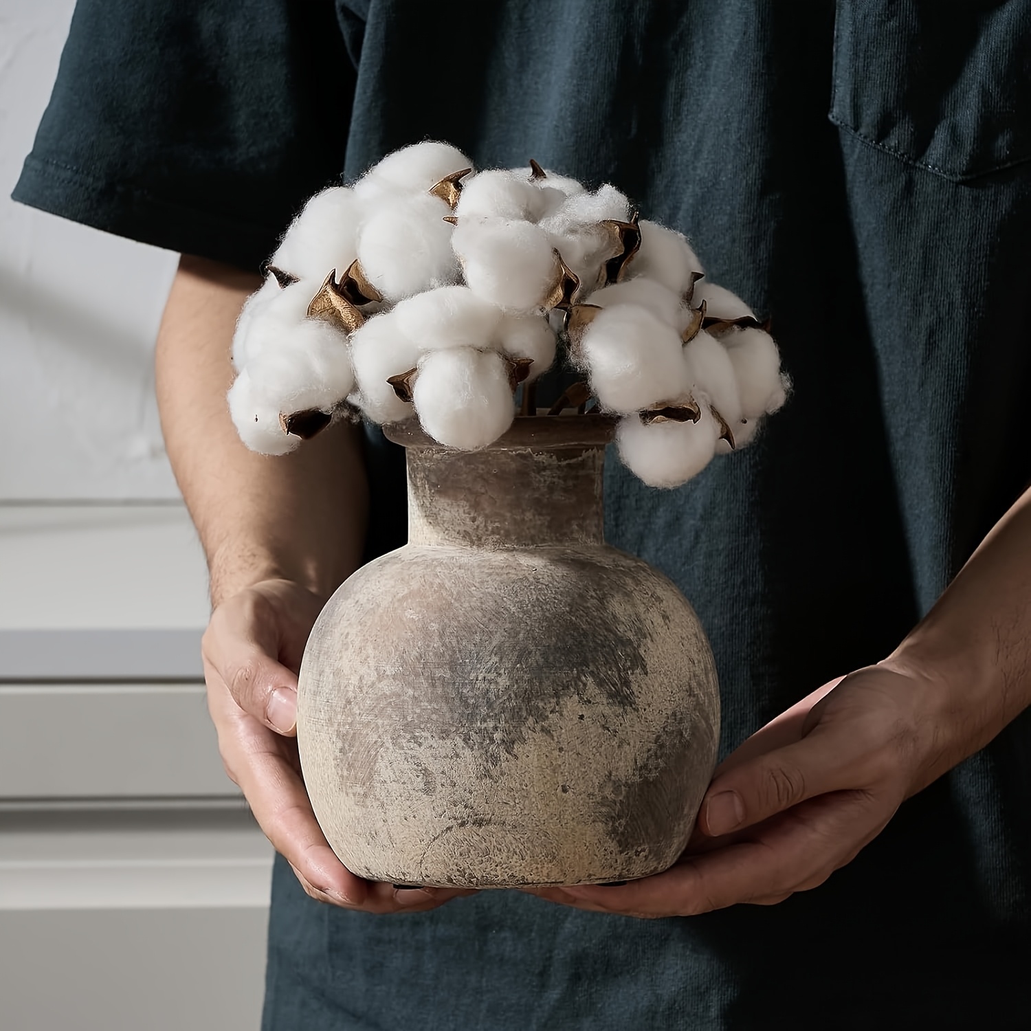 Ceramic Rustic Farmhouse Vase for Home Decor
