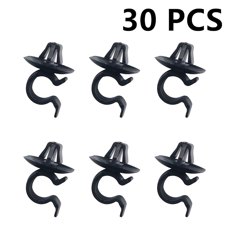 TEMU 30pcs Black 12mm Snap Clips For Hood Support - Durable Plastic Car Accessories For Bumper, Fender & Cover