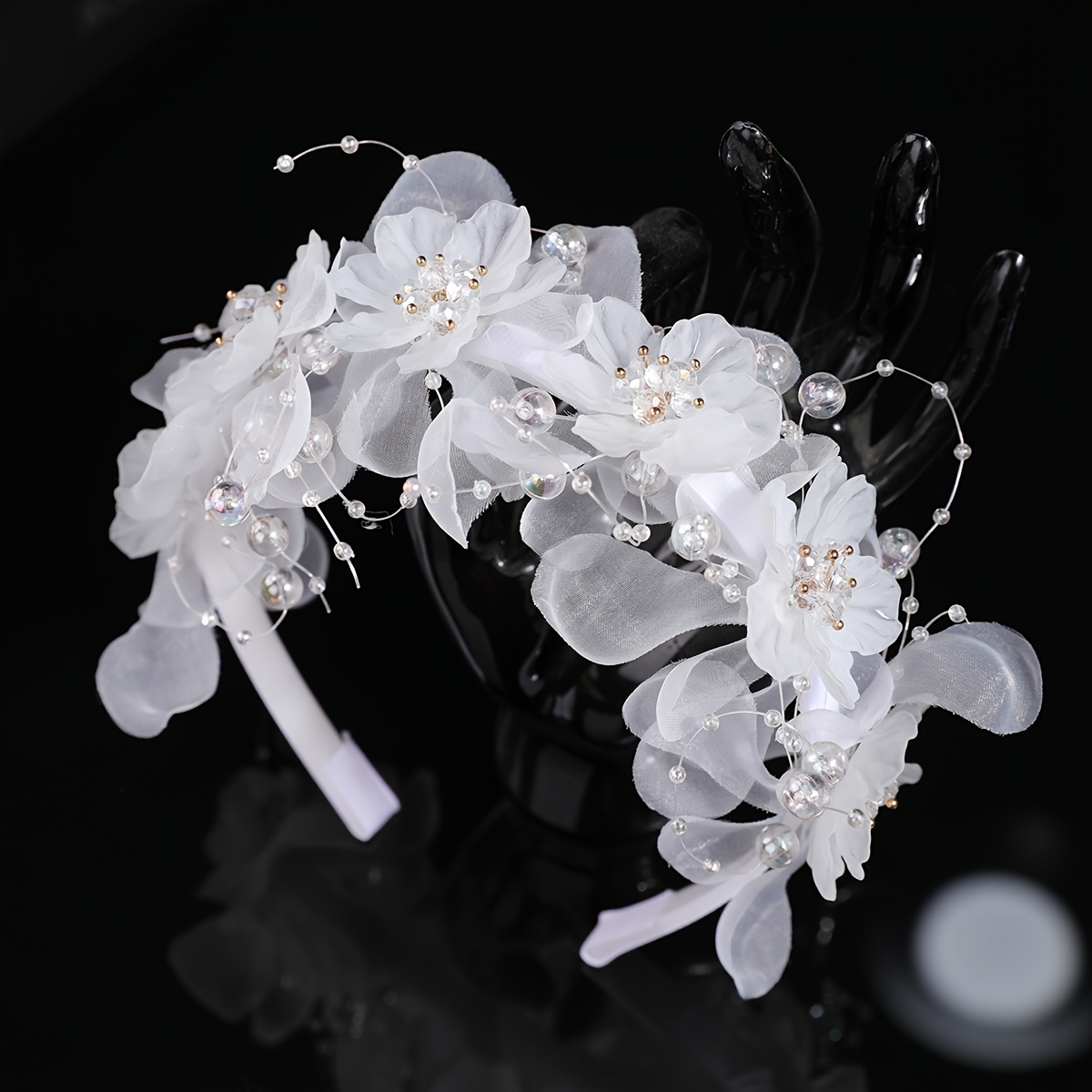 E-shop 1 Europäische und amerikanische Super-Braut Anti-Perlen-Blumen Haarkamm mit Brautkleid Stirnband Exquisite Elegante Süße Strass Haarverzierungen