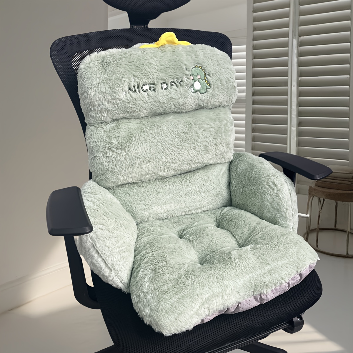 Luxurious Plush Seat Cushion - Thick, High-back Support For Office Chairs & Bedroom , Hand Washable Polyester Cover