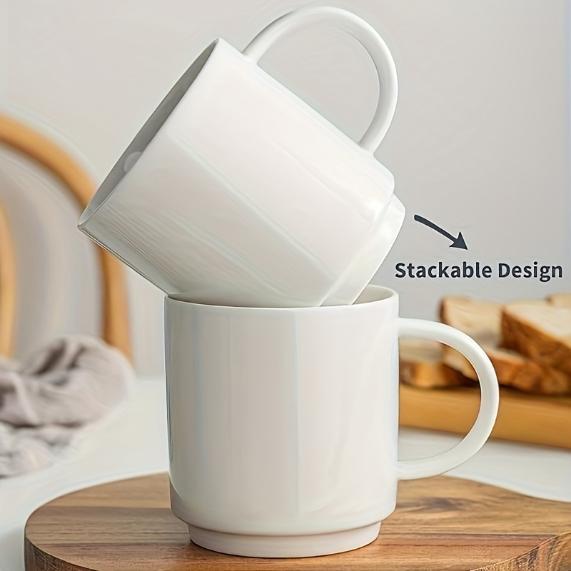 

Sweese 10 Oz Stackable White Coffee Mug, Porcelain Coffee Mugs Sets Of 6, Coffee Cups With Handle For Specialty Coffee Drinks, Cappuccino, Cafe Mocha, Latte And Tea, White