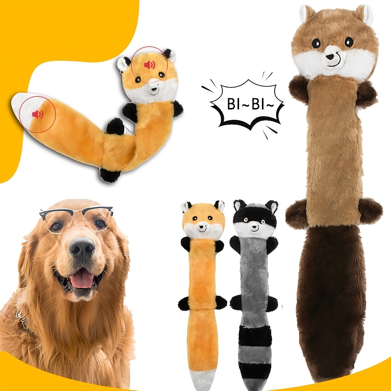 

3pcs Plush Squeaky Dog Toys Set - , Soft Chew Toys For Medium Breeds, Fox & Designs, Battery-free Fun, Puppy Toys