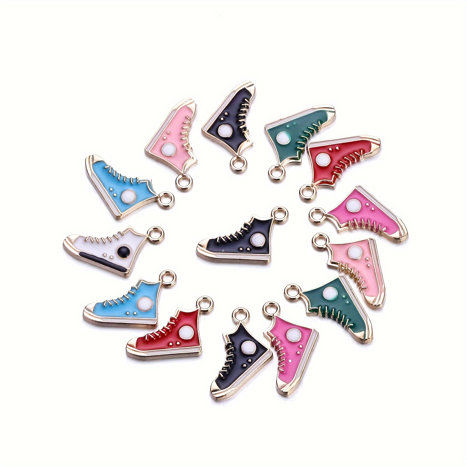 

20-pack Mixed Color Enamel Cute Sneaker Pendants, Zinc Alloy Charms For Necklace, Earrings, Bracelet Jewelry Diy Crafting Accessories