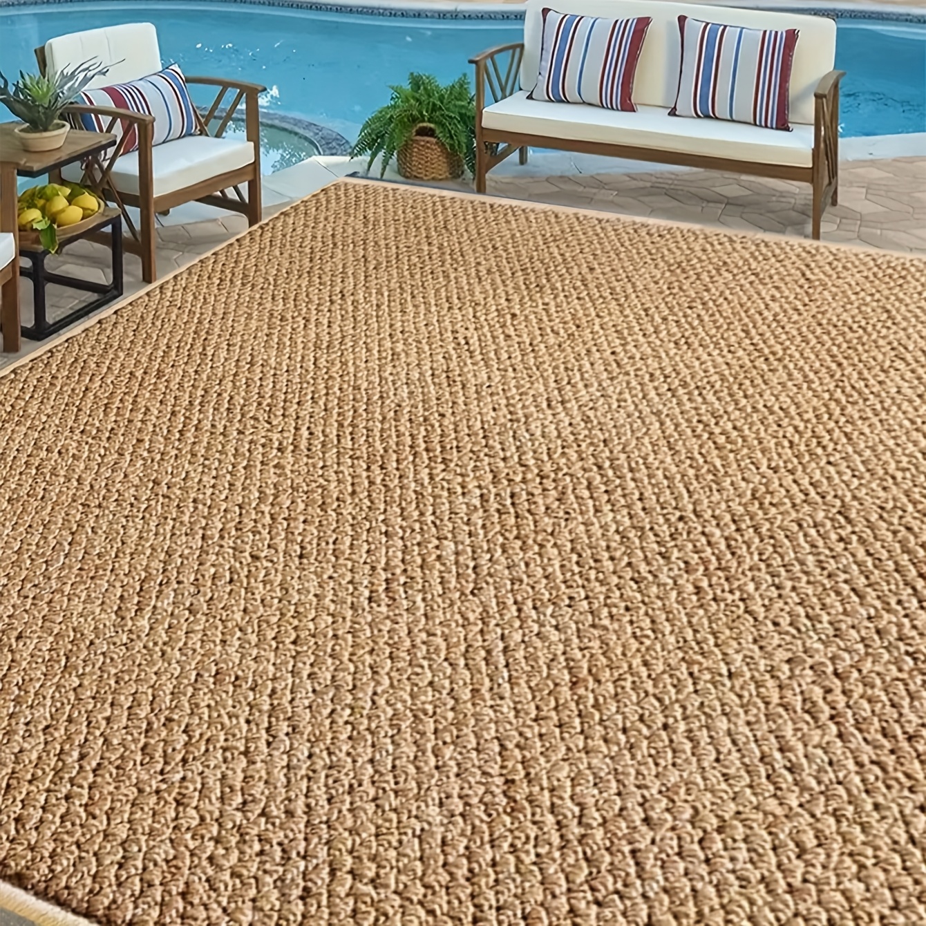 1pc outdoor mat thickened synthetic grass coconut fiber floor mat durable machine washable 100 polyester for patio garden poolside balcony   mat with   patio mat poolside accessory cozy ambiance decor