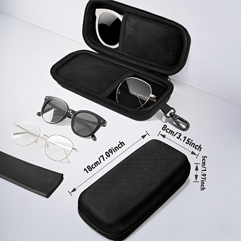 2pcs Set: Double-Compartment Hard Shell Eyeglass Case + Cute Dragon Pouch