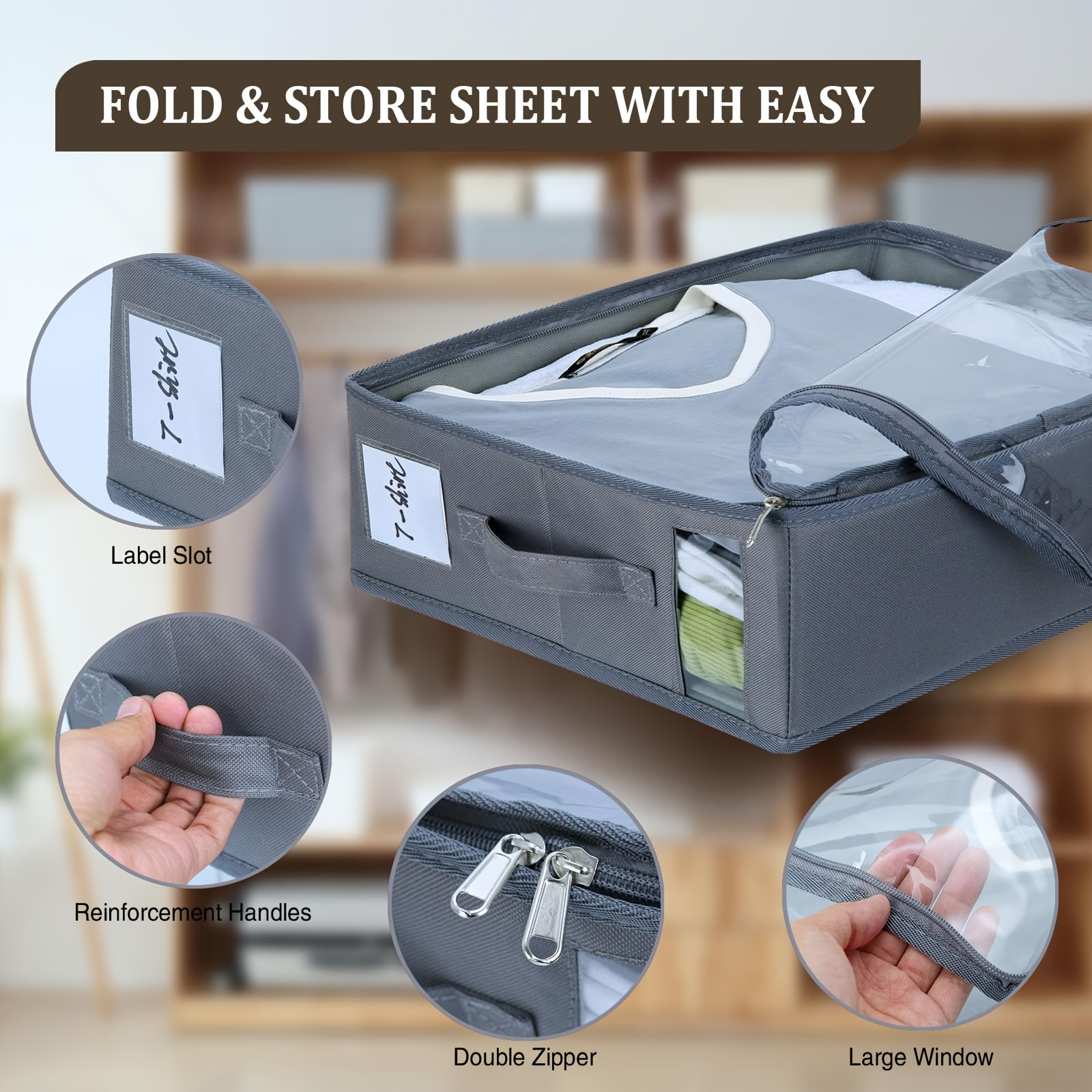 3pcs bed sheet organizers storage sheet storage foldable Temu