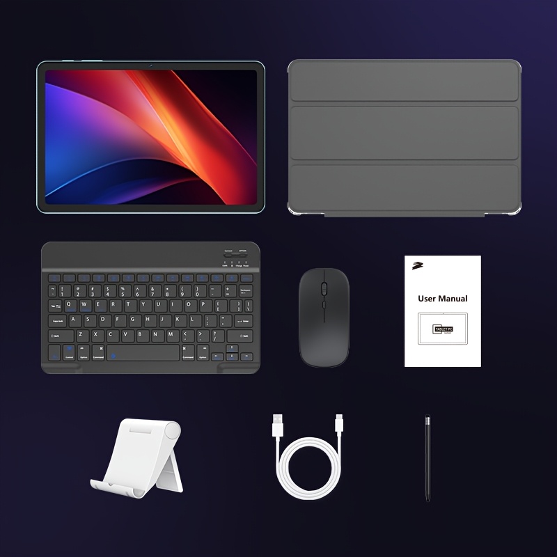 TEMU 2026 10 Inch Tablet With Keyboard, 15 Tablet With Ai, 24gb (6+18) 128gb Storage 1tb Expandable, 2-in-1 Tablets With 8-core, Wifi, 6600mah, Gms,