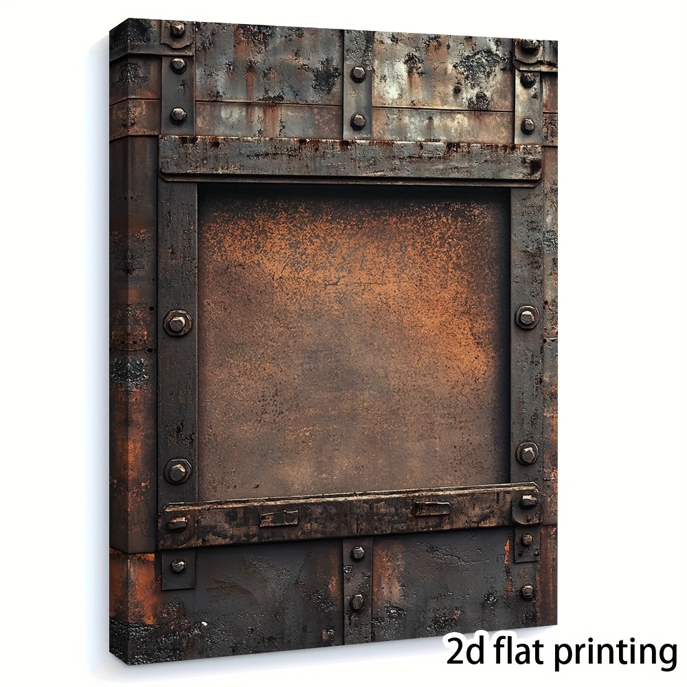 TEMU 1pc, With Frame, 11.8x15.7 Inch, 2d Flat Printing, Empty Wooden Picture Frame, Industrial Textures, Blank Center, The Whole Frame . For Living