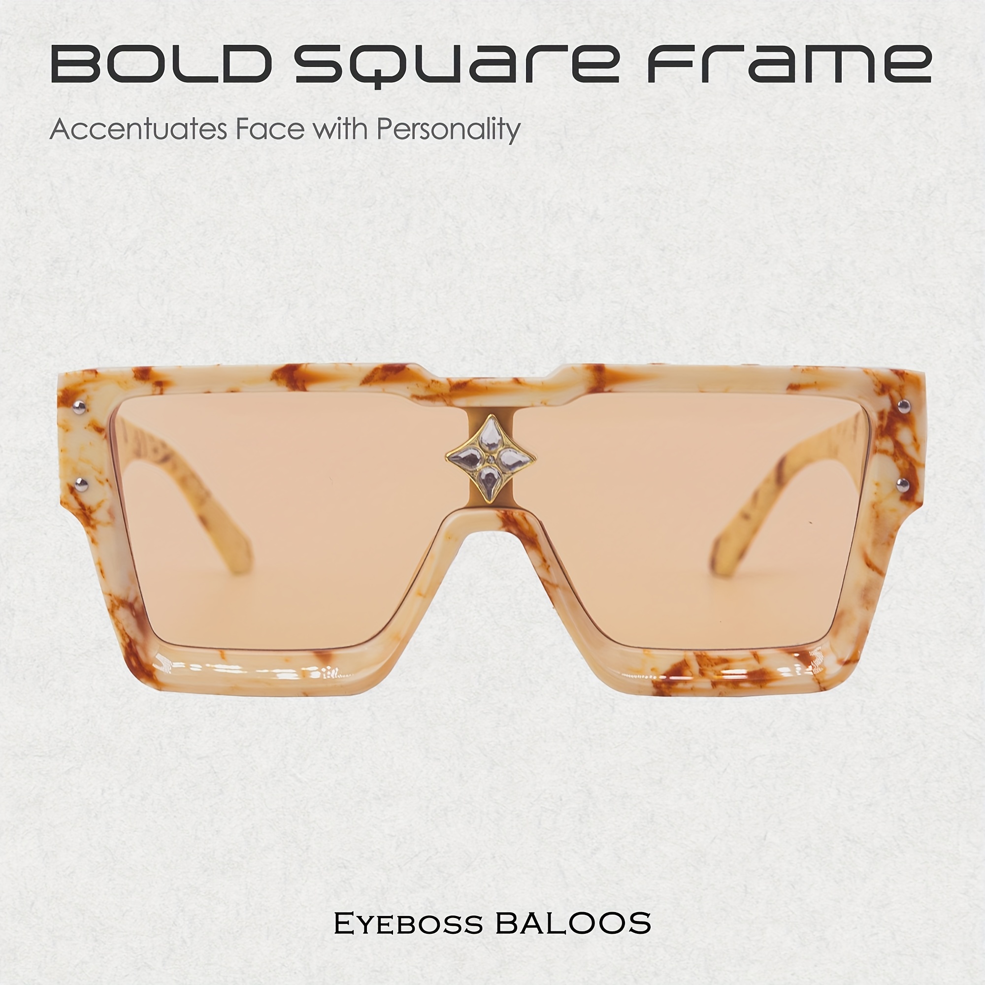 

Big Frame Retro Lens Crystal Style Oversized Square Glasses