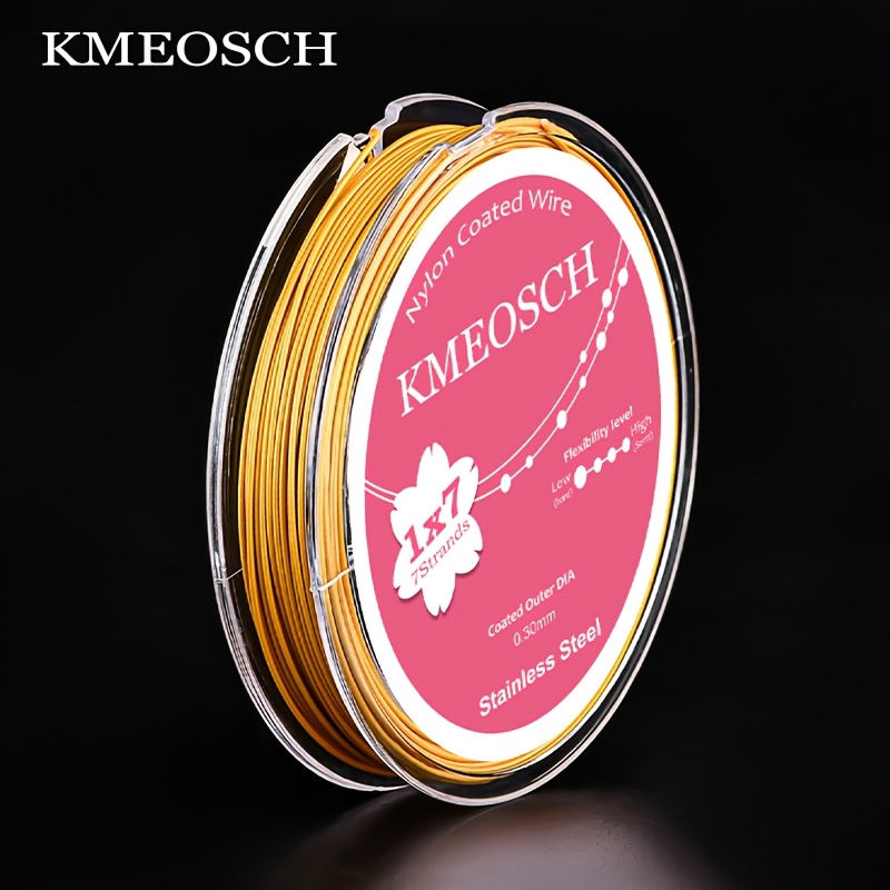 TEMU KMEOSCH Hilo de abalorios trenzado flexible de 7 hebras para fabricación de joyas DIY, hilo de manualidades y duradero con tamaños surtidos de