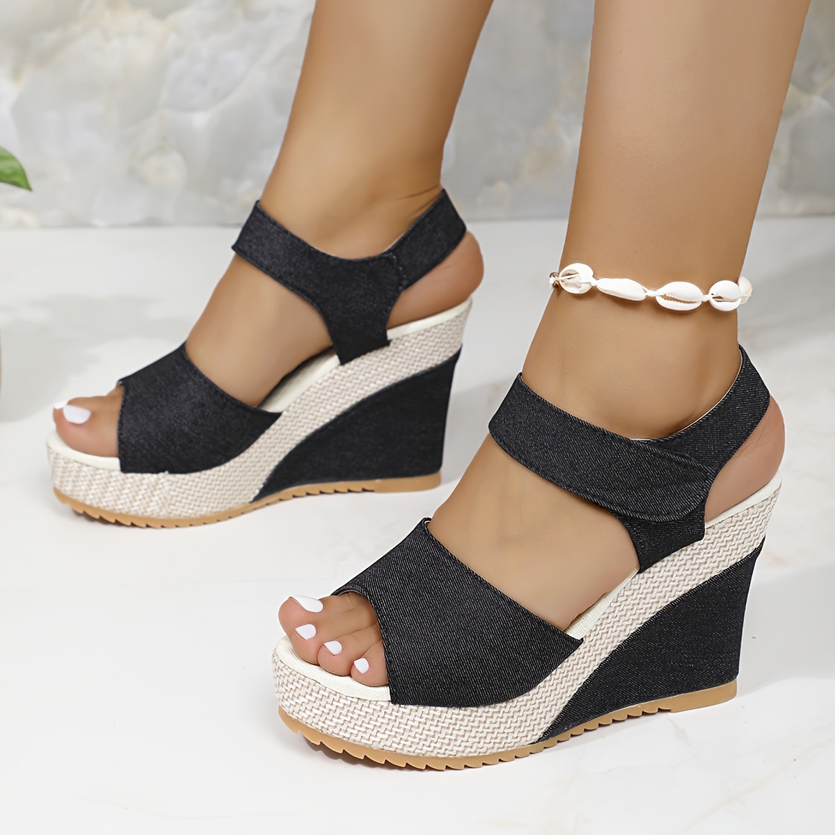 

Women's Fashion Wedges Sandals, Platform Casual Summer Shoes With Adjustable Band, Comfortable High Heel Design For Daily Wear