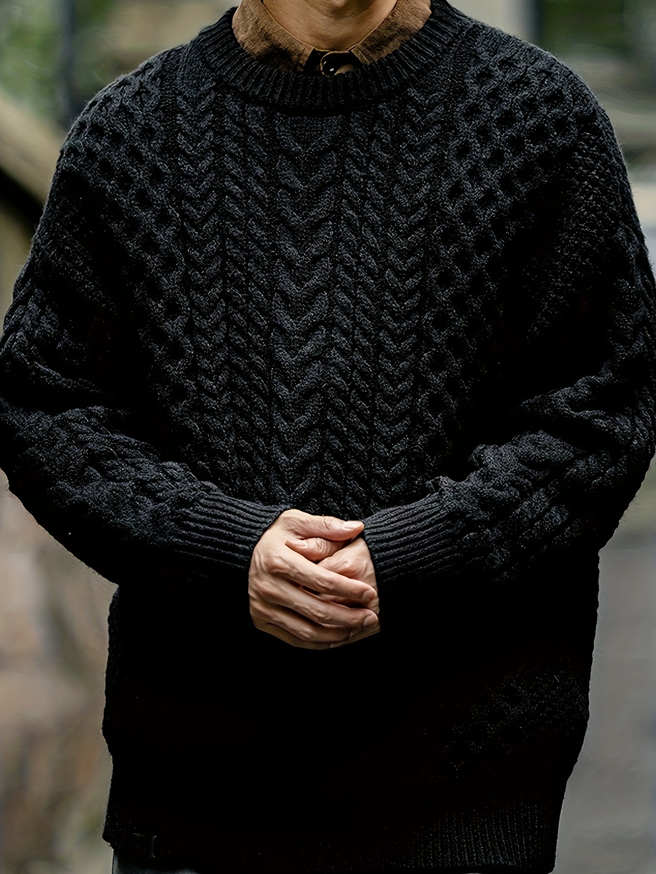 Men'S Fashion Plus Size Round Neck Sweater