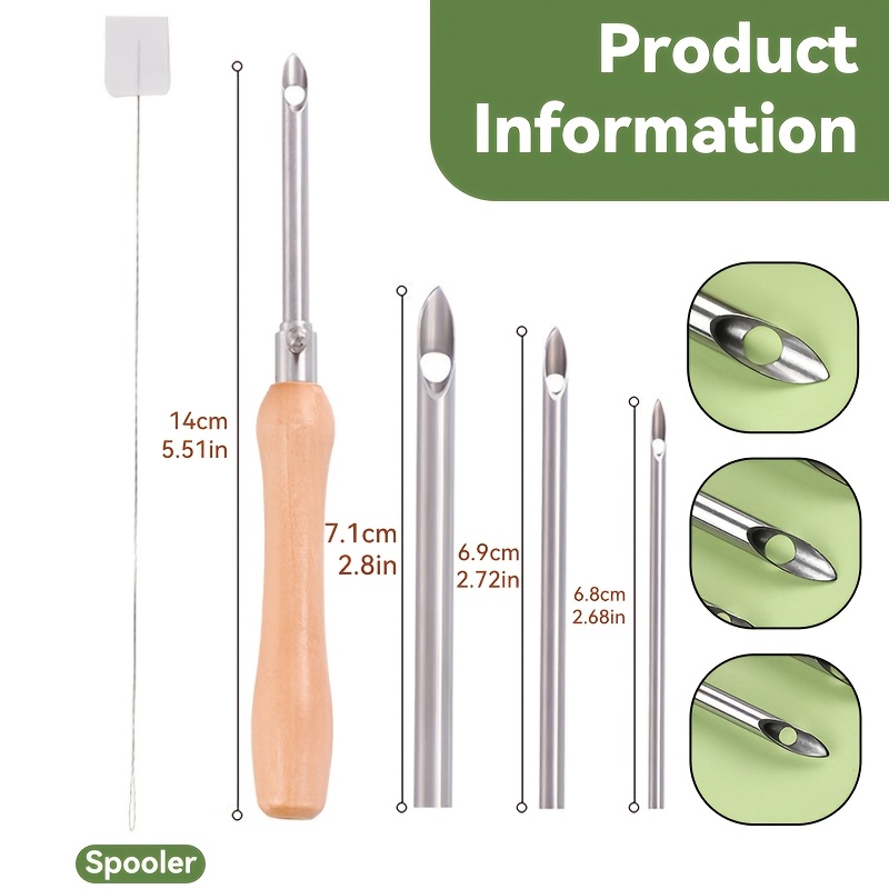 TEMU Wooden Handle Interchangeable Needle Felting Tool, 3pcs Needles Felting Punch Set For Wool Felt Crafts
