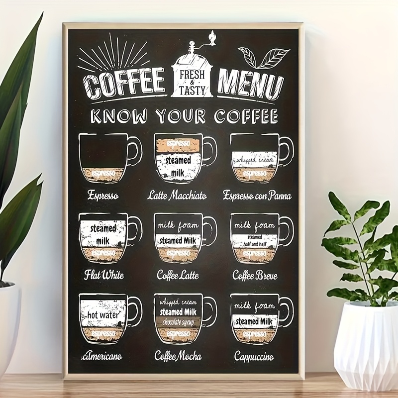 TEMU 2d Flat, 1pc Frameless Coffee Menu Board - Blackboard Style Wall Chalkboard Suitable For Kitchen, Cafe, Office, Home Coffee Bar Decor With " "