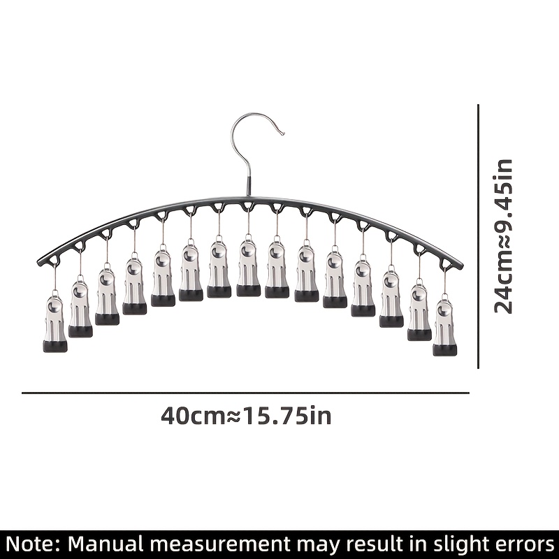 TEMU Luxury Plastic Coated Metal Single Row Drying Rack With 15 Heavy-duty Clips, 2 Types Of Hooks Optional, Hanging Multi-functional Clothes Hanger