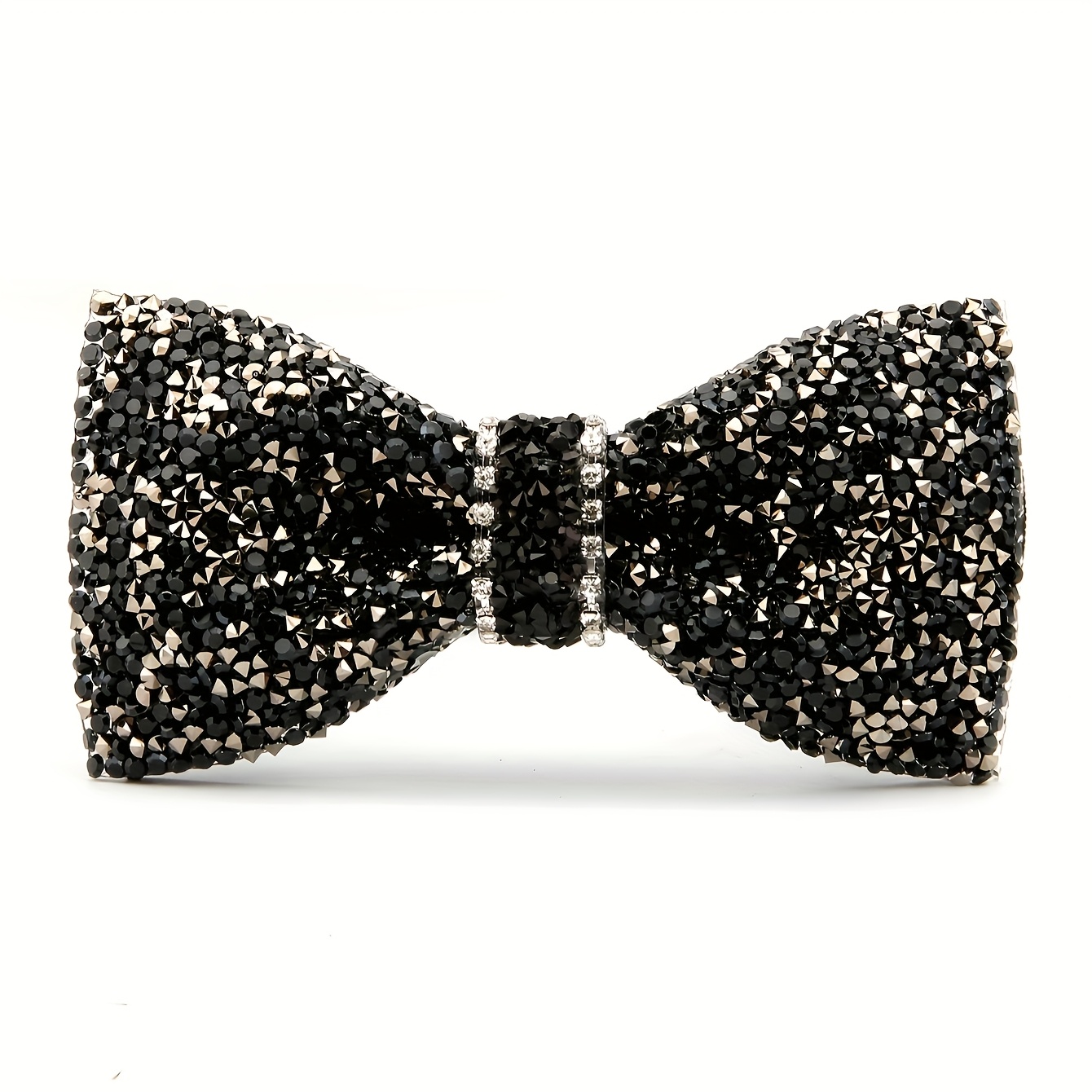 TEMU 1pc Of Fashionable Men's Luxurious Sparkling Stage Dinner Wedding Essential Adjustable Bow Tie, Black/golden/white