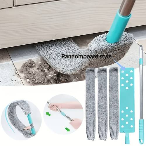 4pcs set washable under bed dust cleaner with 3 replacement cloths extendable dusting brush floor dusting brush durable flexible dusting brush sofa beds and under furniture cleaning supplies cleaning tools