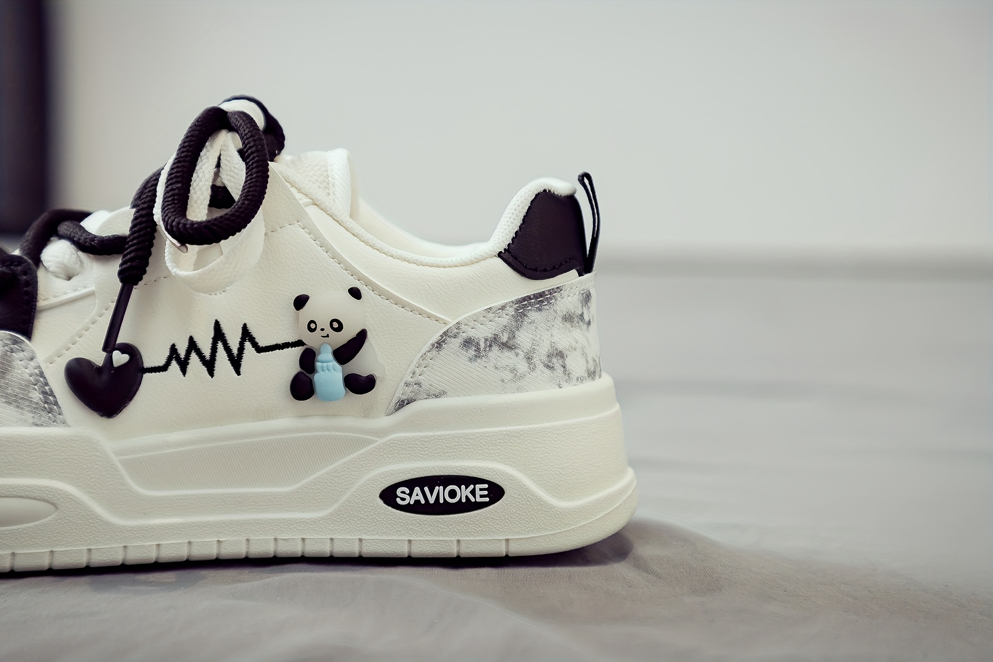 Women's White Platform Sneakers - Chunky Platform Shoes with Upper & PVC Sole, Lace-Up Mid-Top Casual Athletic Wear Suitable for Spring/Autumn, - Comfortable Footwear, Women Shoes