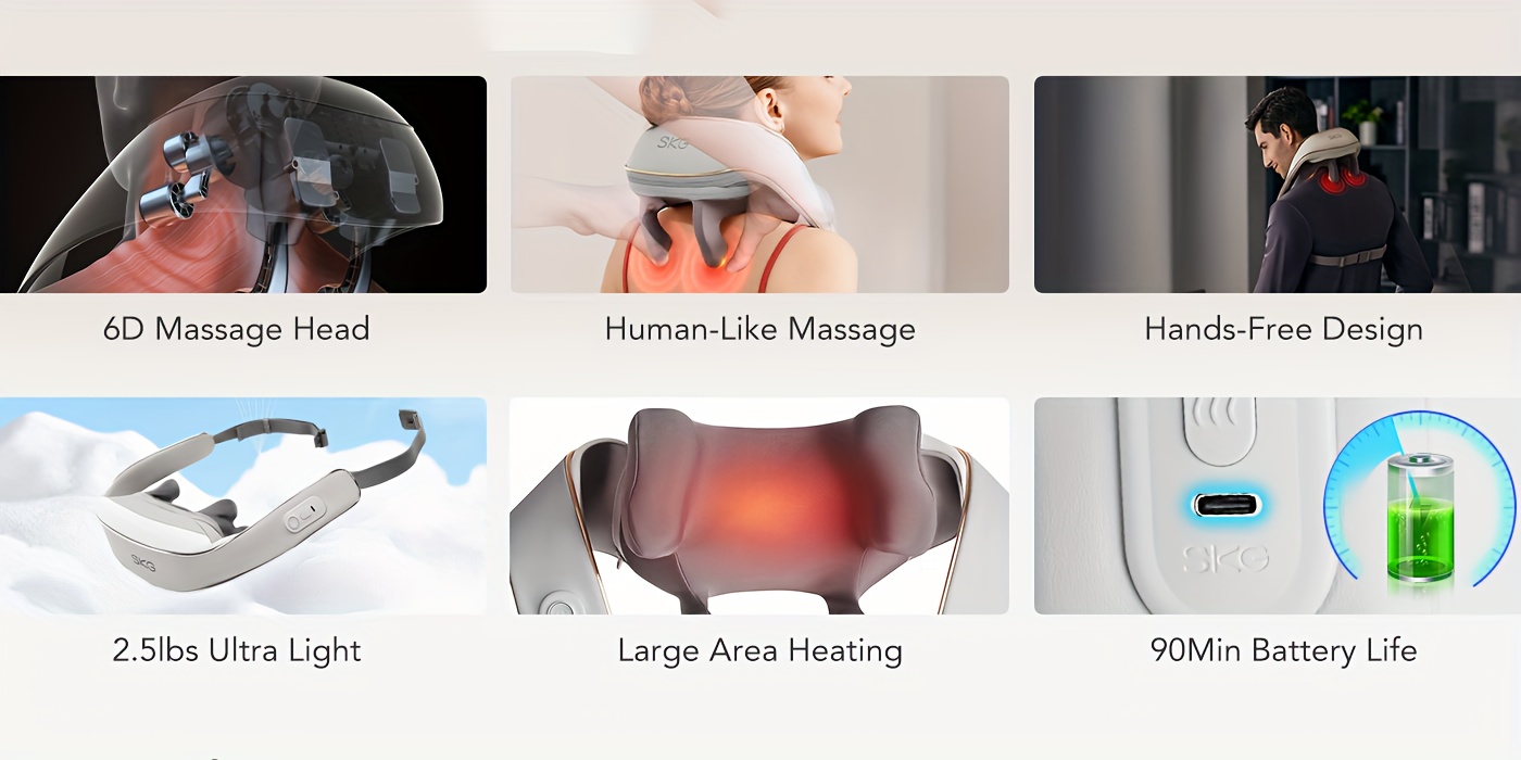 skg neck massager deep tissue cervical massager 6d wireless finger pressure neck and shoulder massager electric massage for neck back shoulders and legs suitable for home office mothers day gif details 1
