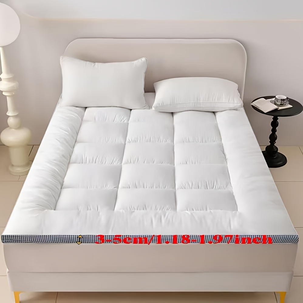 Image of Home Solid Color Thickened Tatami Style Mattress Pad - Soft, Warm, Breathable For Autumn/winter - Luxury Bedding For Bedroom, Apartment, , Dormitory, Outdoor Use (please Time For Settling After )