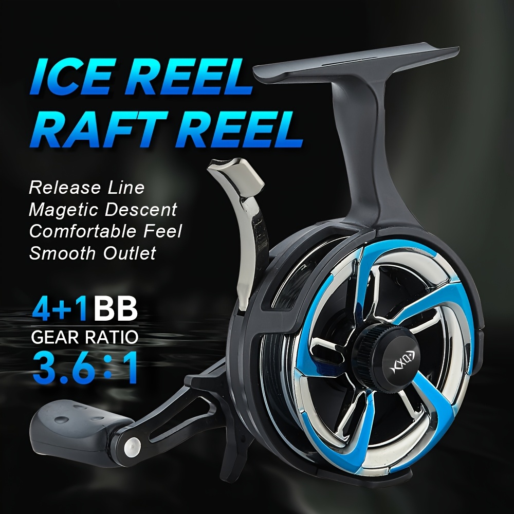 

1pc Dfs70 Ice Fishing Reel - Smooth One-button Slow Down, Precision Carved Rafting Wheel With Hand Brake For Winter Fishing, For Spring