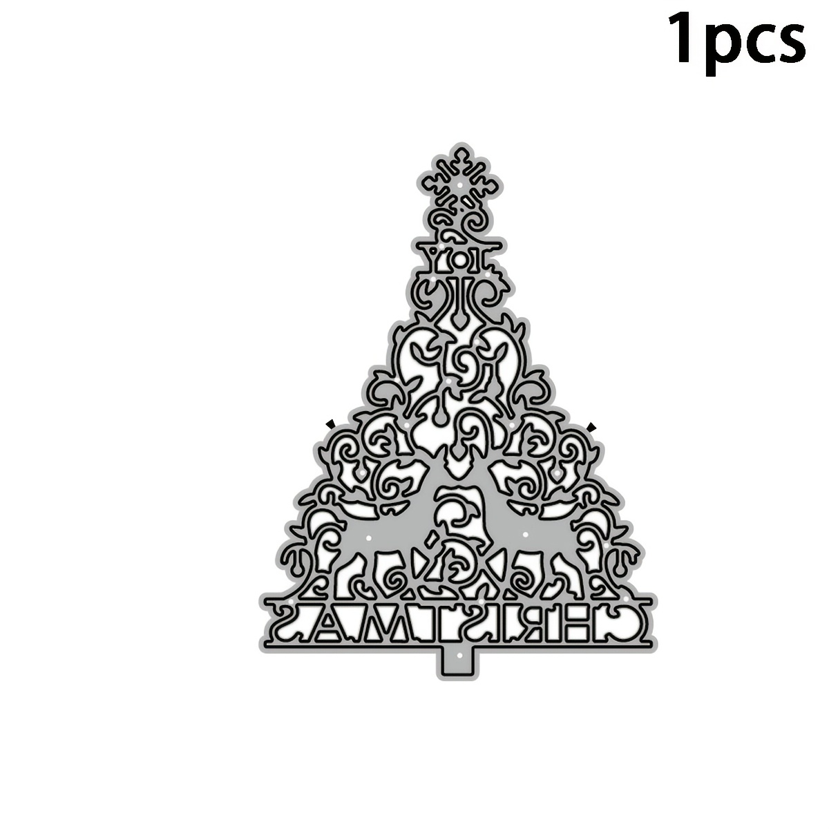 TEMU Aufwendiger Spitzen--Metall-Stanzschablone, filigraner mit Rentier & Weihnachtswort-Stanzschablonen, elegante Vintage-Feiertagsmotiv-Schablone