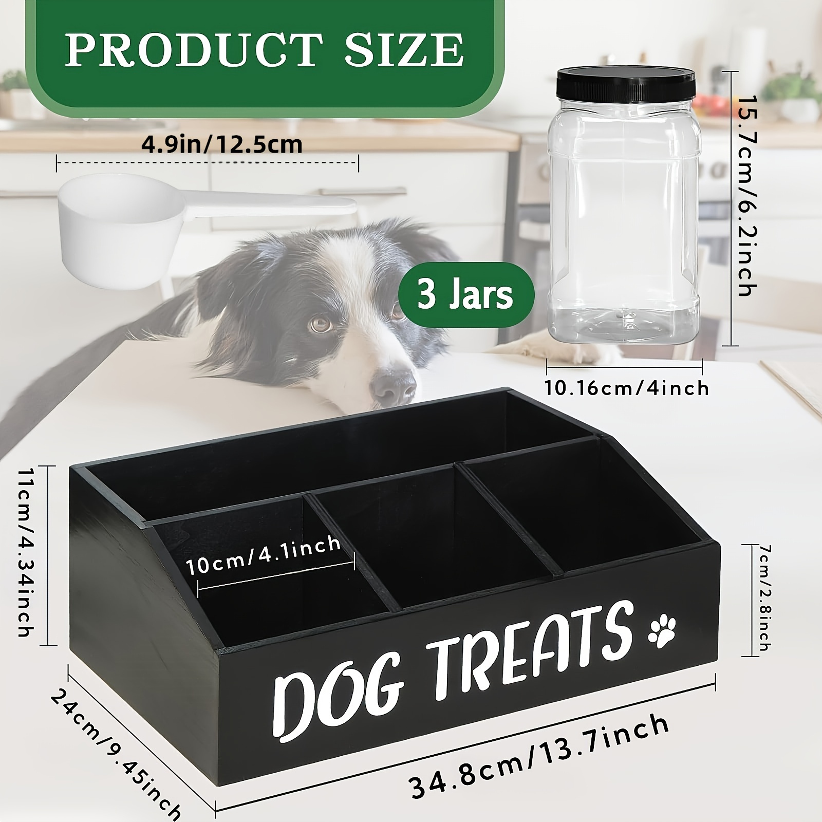 TEMU Dog Treats Container For Dog Food Storage Dog Food Containers Farmhouse Cat Food Containers Pet Food Storage Organizers Wooden Dog Treats