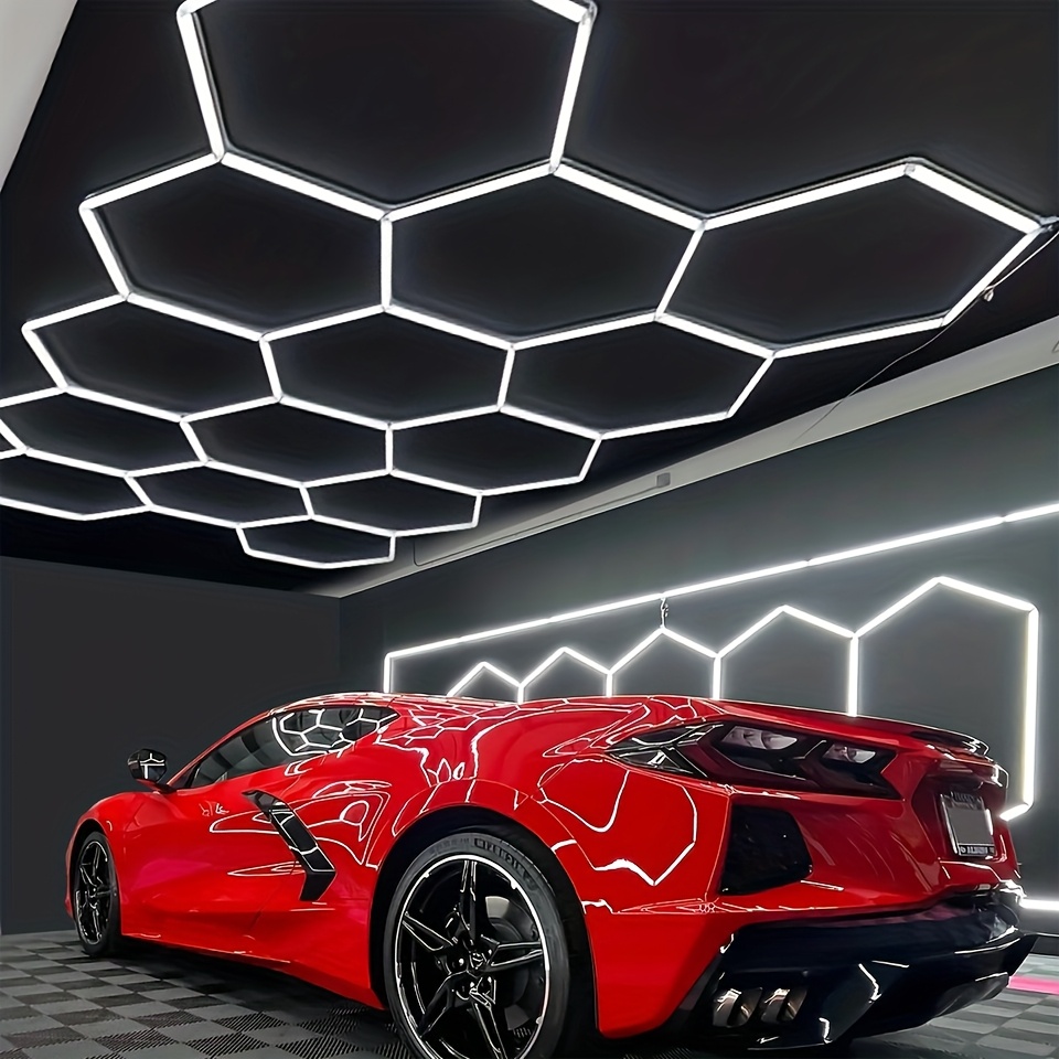 E-shop LED-Waben-Garagenleuchte, 14 sechseckige LED-Röhren, LED 14-Hex 520W 6500K, LED-sechseckige Werkstatt-Deckenleuchte Dly sechseckige Garage,