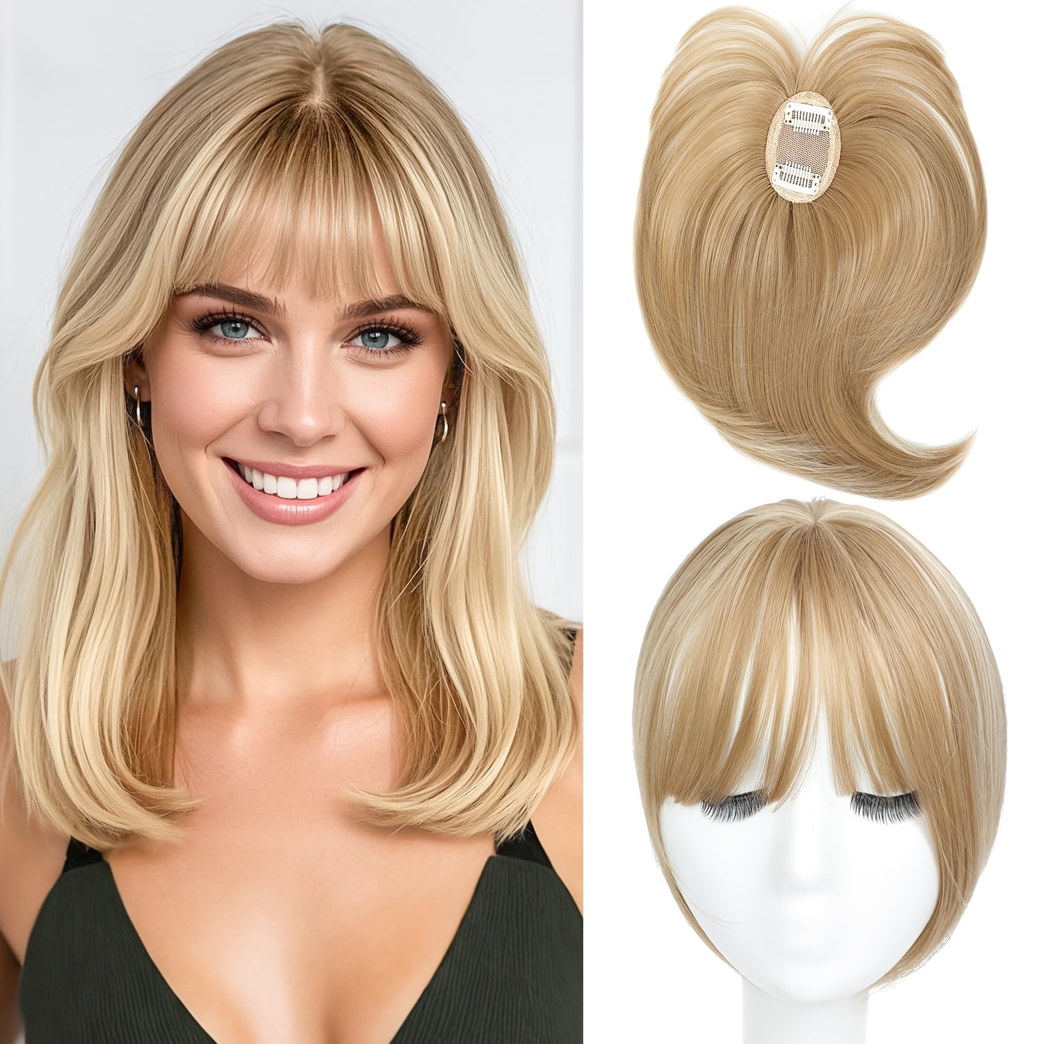 TEMU 10-inch Straight Clip-in Hair Topper With Bangs For Halloween Costumes | Solution For Thinning Hair | #halloweenwig