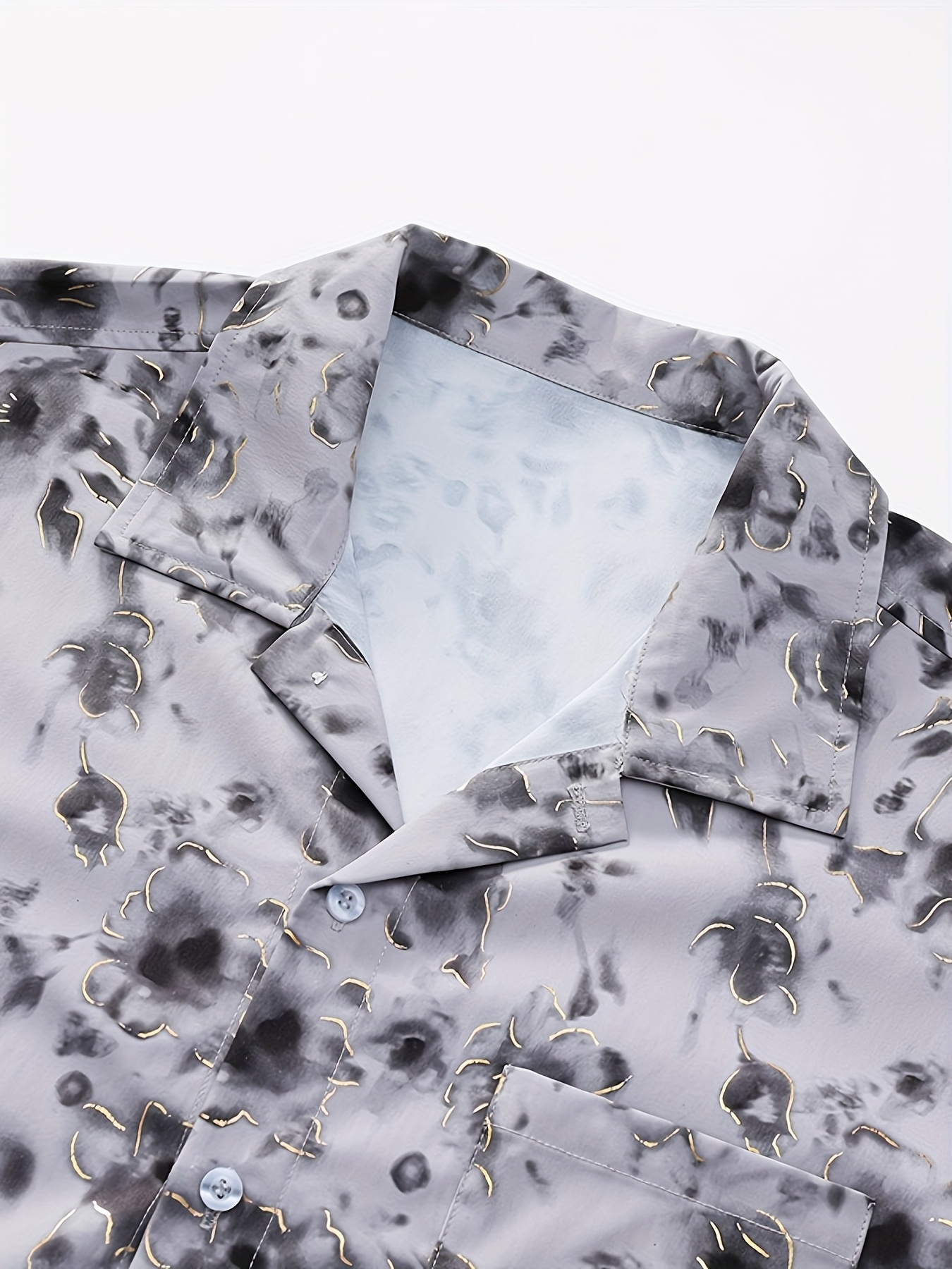 Men'S Lightweight Marble Print Short Sleeve Shirt - Breathable, Button-Up, Casual Summer Style for Beach, Travel, Commute & Home Wear, Beach Shirt, Summer Fashion, Nonstretch Fabric