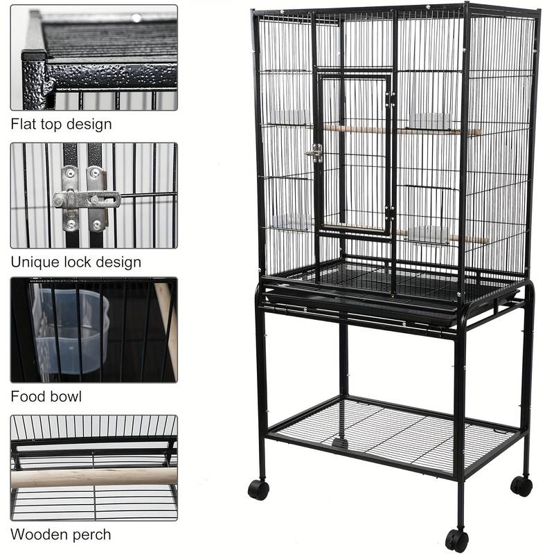 SEGAWE 53" Large Parakeet Bird Cage – Flight Cage For Cockatiels & Parrots, Rolling Stand, White