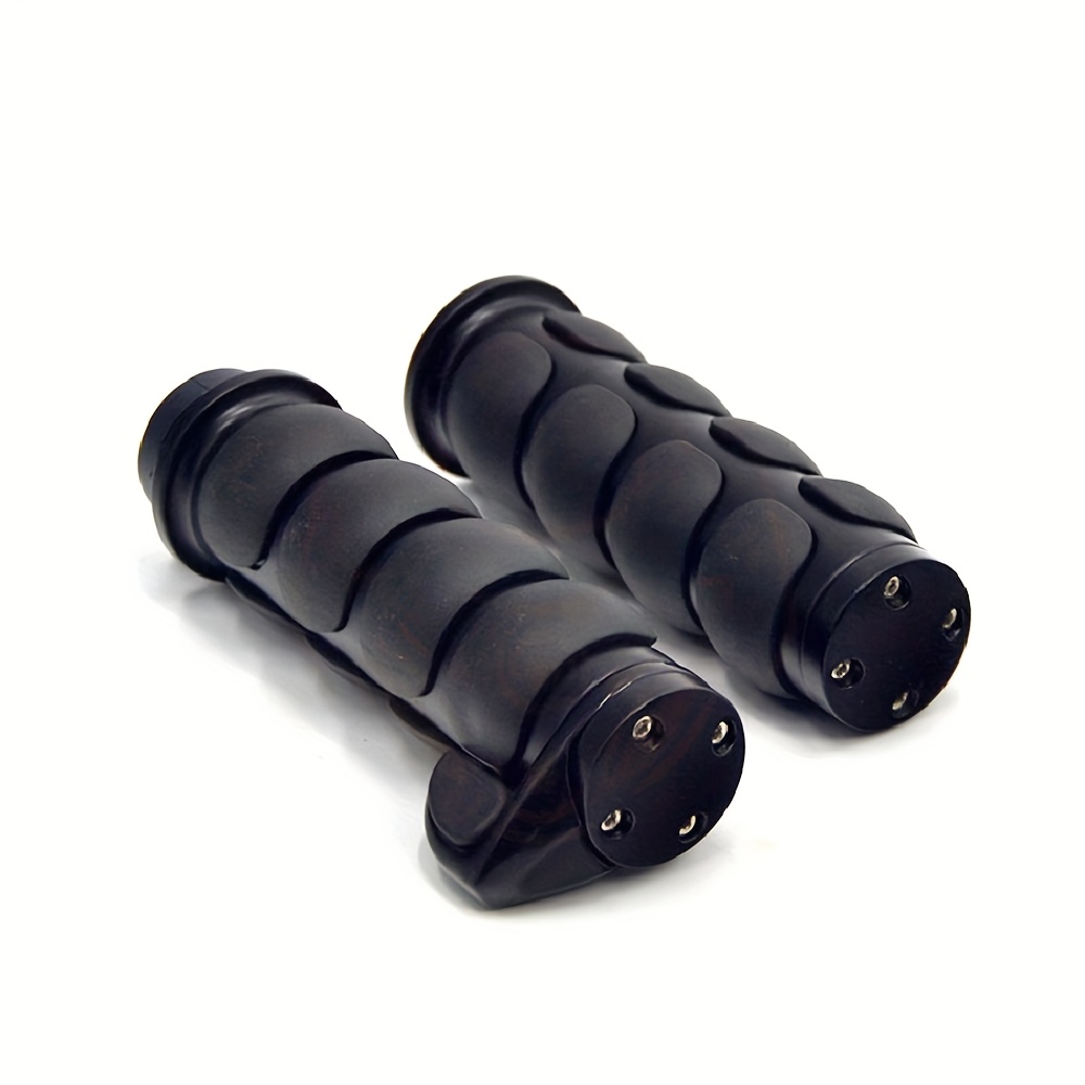 TEMU 2pcs Heavy-duty Motorcycle Handlebars Grips - 7/8''22mm & 1''25mm, Non-slip Rubber & Metal, Design With Black/chrome Finish - Compatible With,