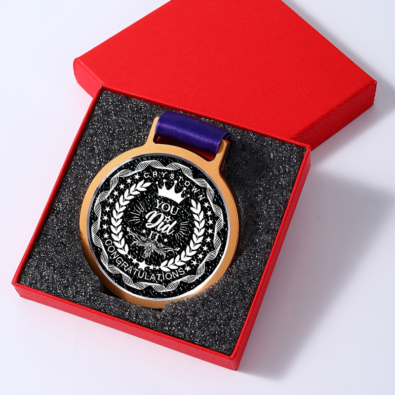 TEMU 1pc Of Metal Medal Small Statue Trophy Souvenir Gift For Outdoor Sports Like Mountaineering, Swimming, Skiing, And Golf Art Competitions Plaque