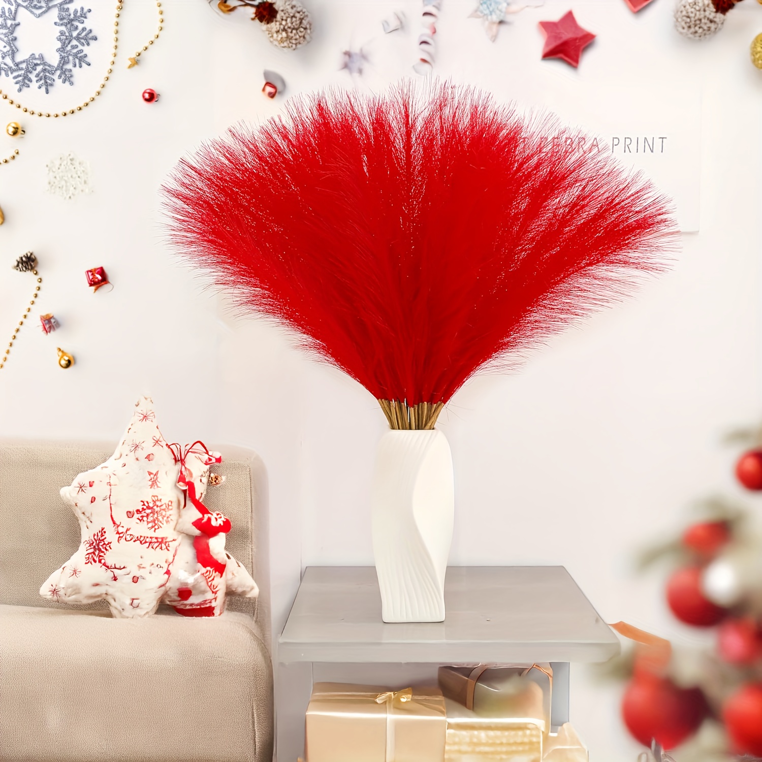 TEMU 28pcs Artificial Pampas Grass Christmas Decorations, Christmas Tree Christmas Gift Decorations, Pink Christmas Tree, Christmas Decorations