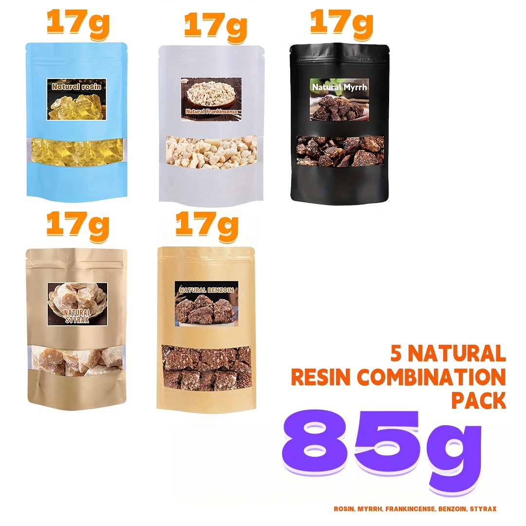 Image of 85grams [natural Resin 5pcs Set] Frankincense, , Root, Pine Resin, Benzoin, Premium Resins. Purchase Of 5 | Meditation Purification Home Fragrance | Traditional