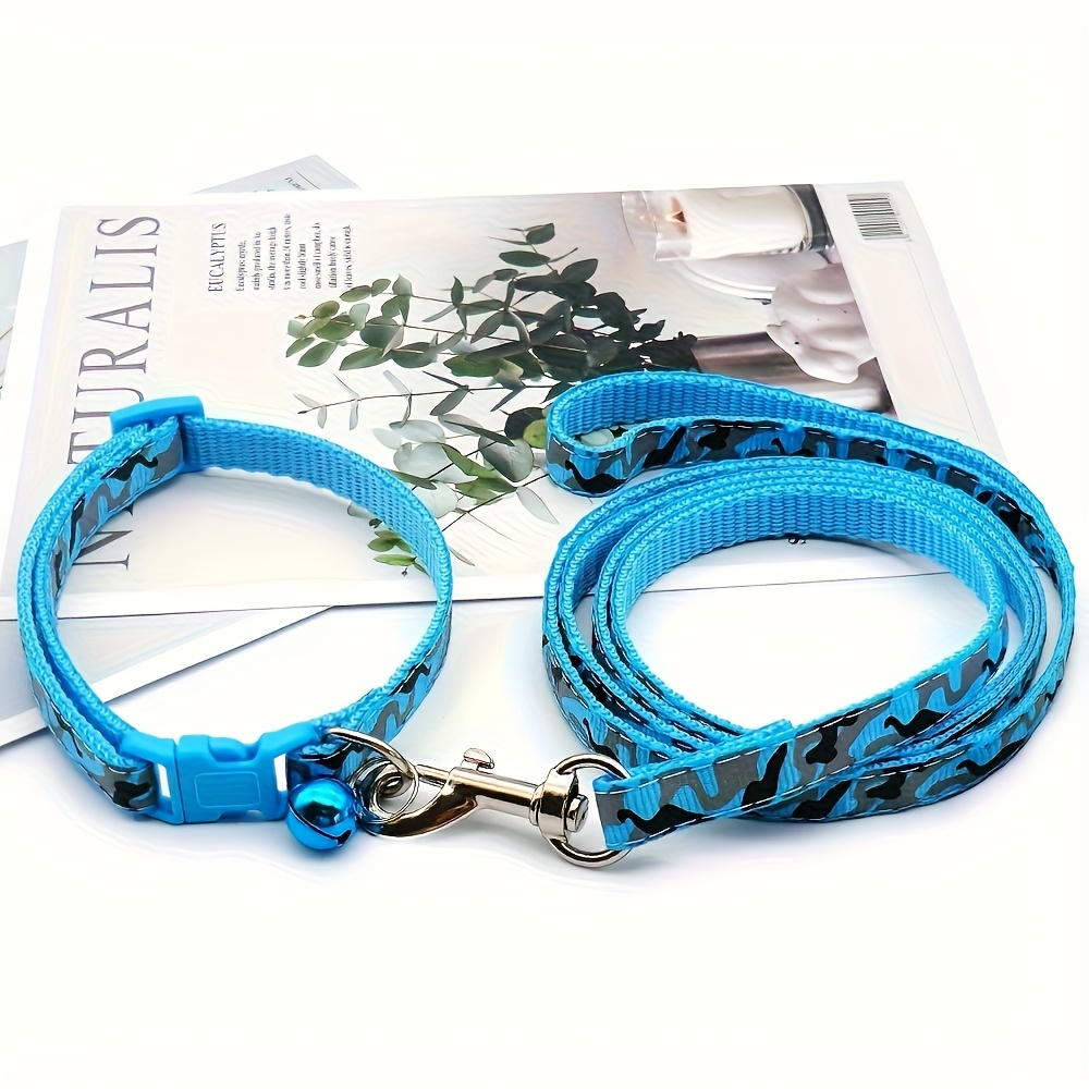 8pcs Geometric Pattern Dog Collar and Leash Set with Bell, Adjustable