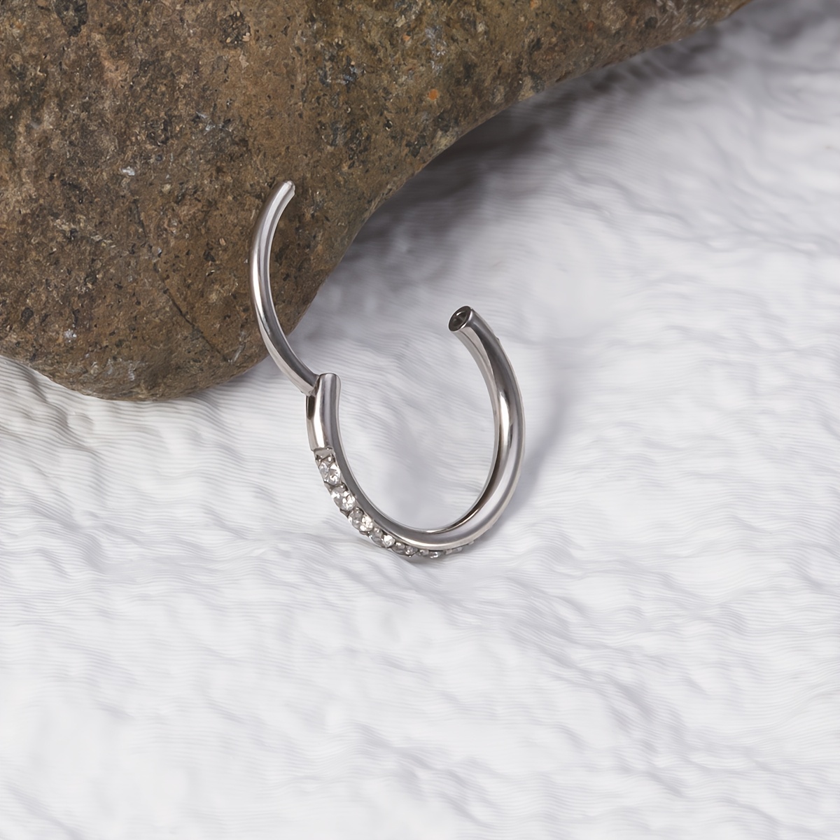 TEMU 1pc 316l Stainless Steel Nose Ring Synthetic Synthetic Zirconia Septum Lip Ring Tiny Earring Hoop Cartilage Tragus Daith Helix Piercing Jewelry