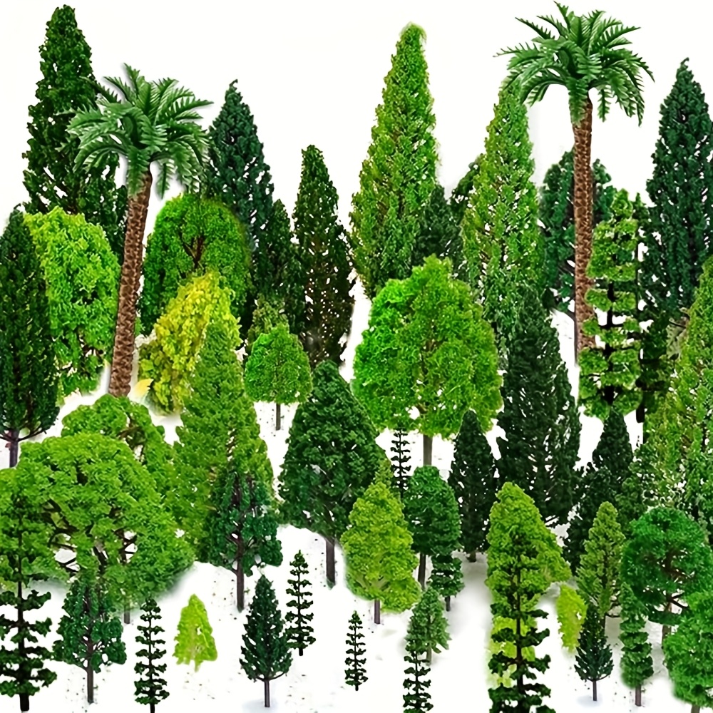 Mixed Model Trees, 37pcs, 1.5-6 Inches (4-16cm), Ho Scale Shrubs, Three-dimensional Model Supplies, Trees, Unmounted Model Train Scenery